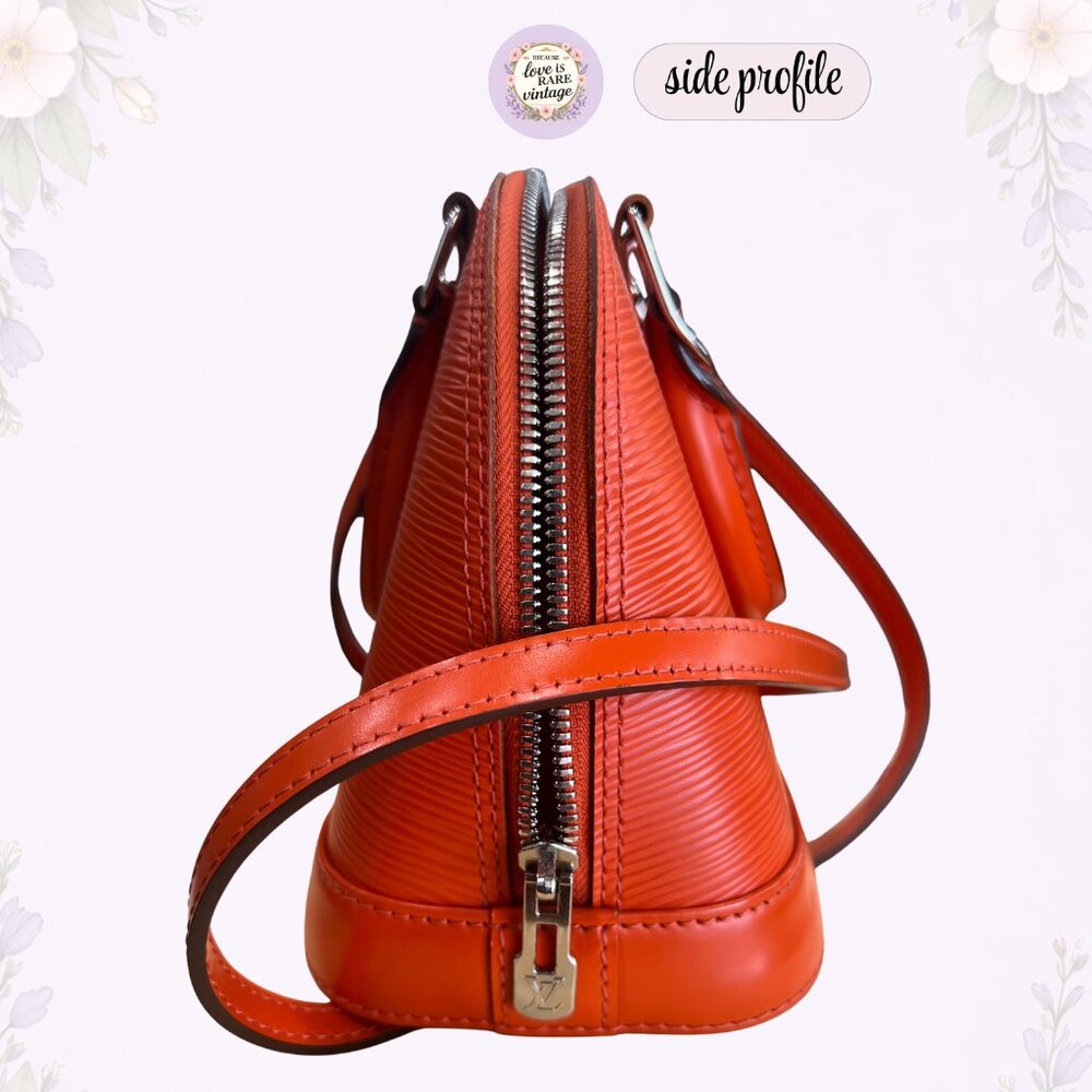 Authentic Louis Vuitton Alma BB Epi Leather Orange Crossbody • Silver Hardware - Picture 6 of 15